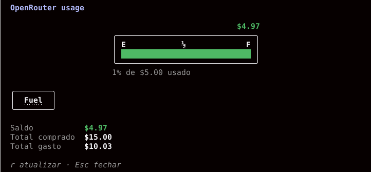 Saldo do OpenRouter como marcador de combustível